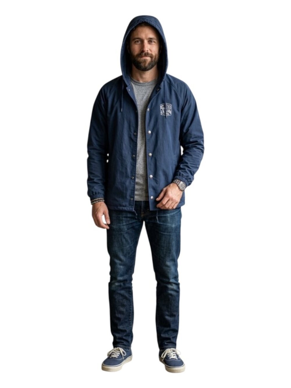 Dakine Jacket Men's Size Medium Navy Blue Rambler Collection Snap Lined Hood